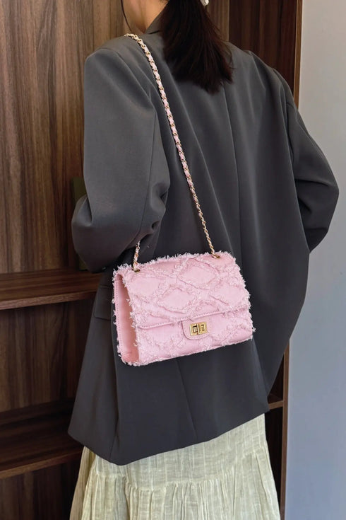'Kehlani' Textured Denim Crossbody Bag - Celes Fashion